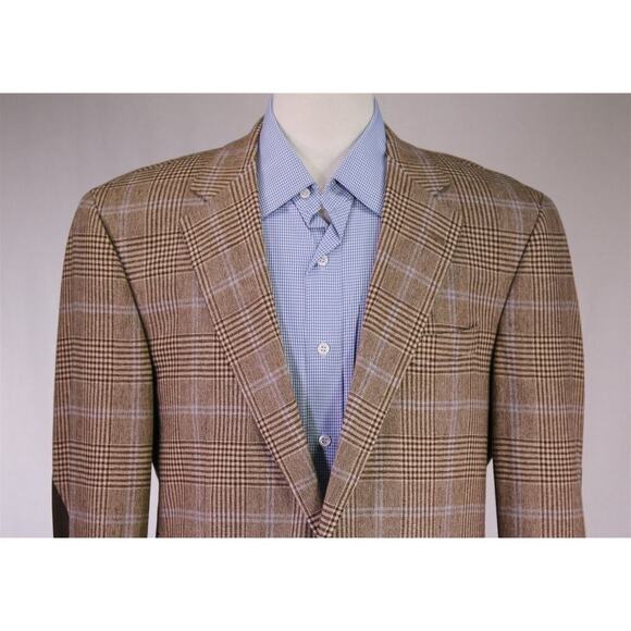 Samuelsohn Brown Plaid Cashmere-Qiviuk by Colombo 2-Btn Sportcoat Blazer 42L - Picture 3 of 13